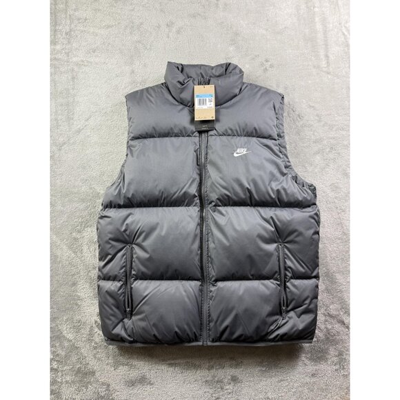 Nike Puffer Vest Mens Medium Gray Loose Fit Synthetic Fill Pockets FB7373-068 - Picture 1 of 11